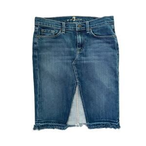 y2k Seven for All Mankind Denim Pencil Straight Jean Skirt Size 28